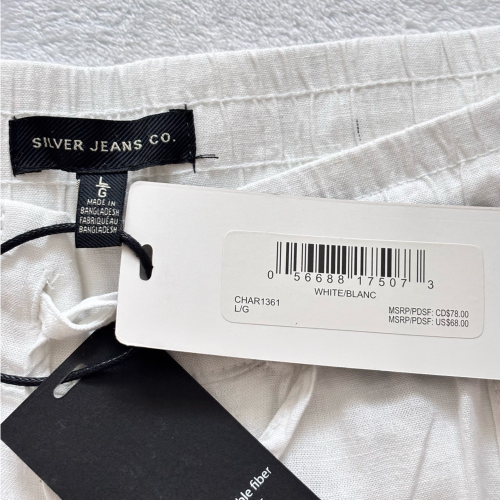 SILVER JEANS Charlotte High Waisted Straight Leg White Cargo Jogger--NWT--L - Picture 3 of 16